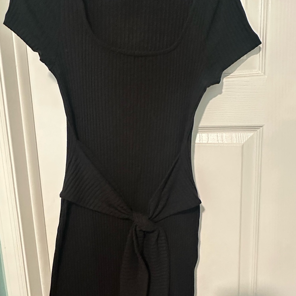 Topshop Black Bodycon Midi Dress with Dolman Sleeves